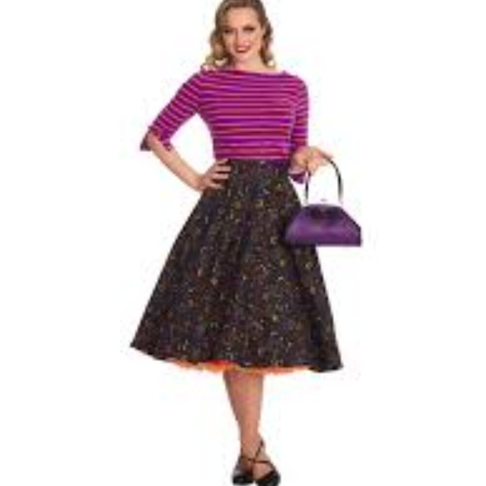 Banned Retro/Royal Monk All Hallows Cat Swing Skirt